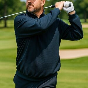 Forrester's Rainshedder Mens XL Blue Black Houndstooth Pullover‎ Quart Zip Golf